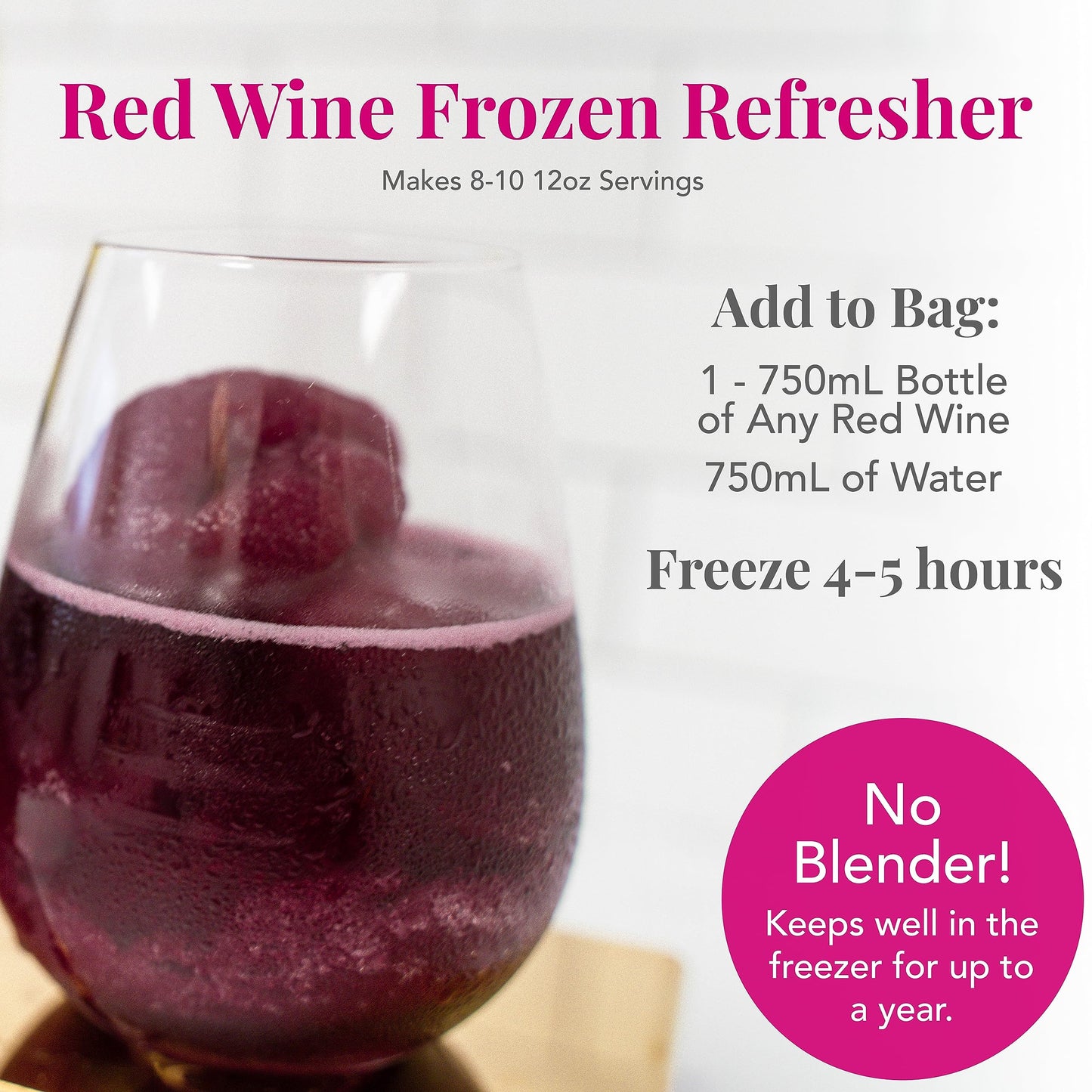 Frozen Cocktail Drink Mix - Each Bag Makes 10 Wine Slushies - Drink Powder Pouches For  - All Natural Low Sugar Mixer, No Blender Needed - Frappé Vino, 3 Pack