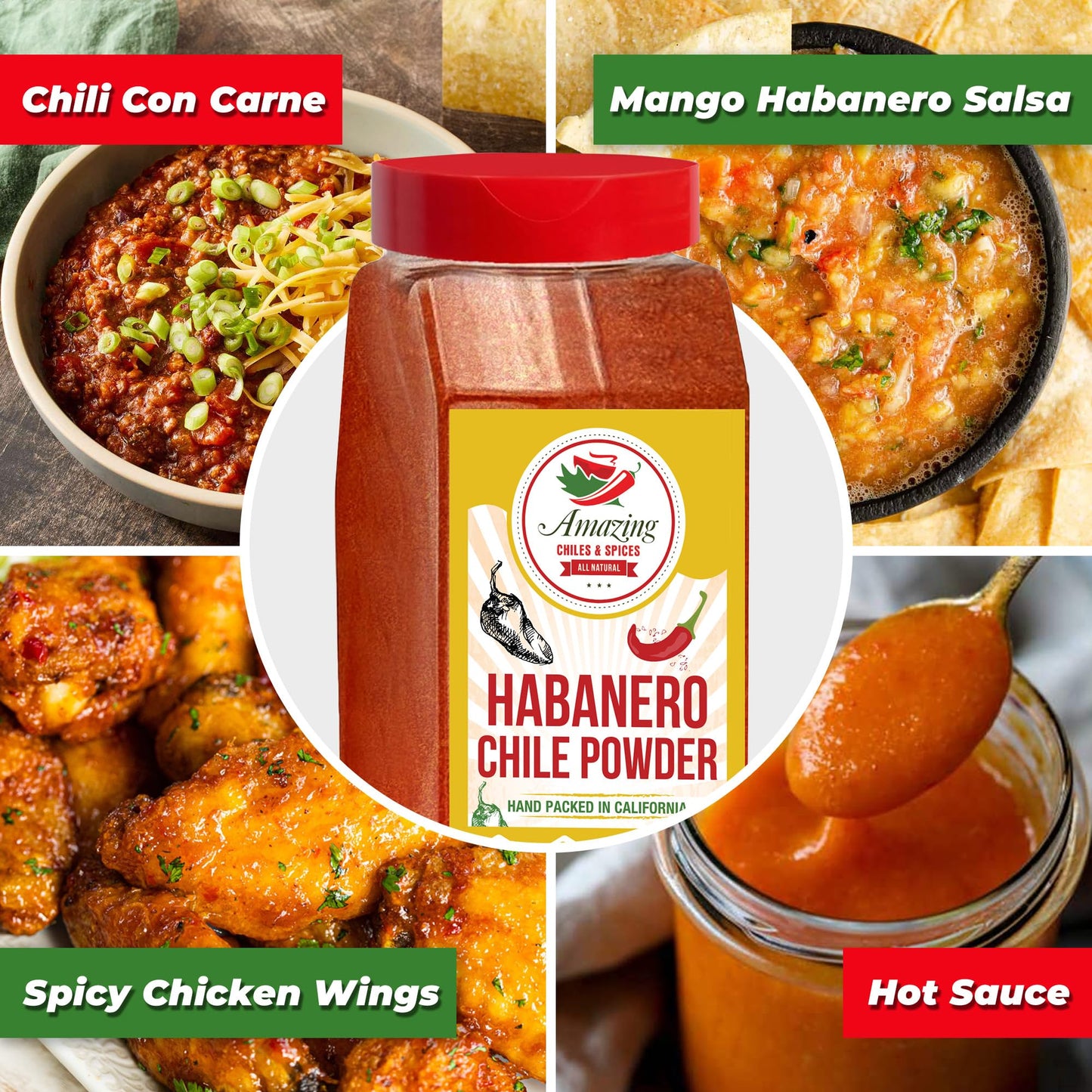 Habanero Pepper Ground 1Lb (16Oz) - Enhanced All Natural Chile Powder. No Additives. Hot & Spicy Rich Flavor By Amazing Chiles And Spices.