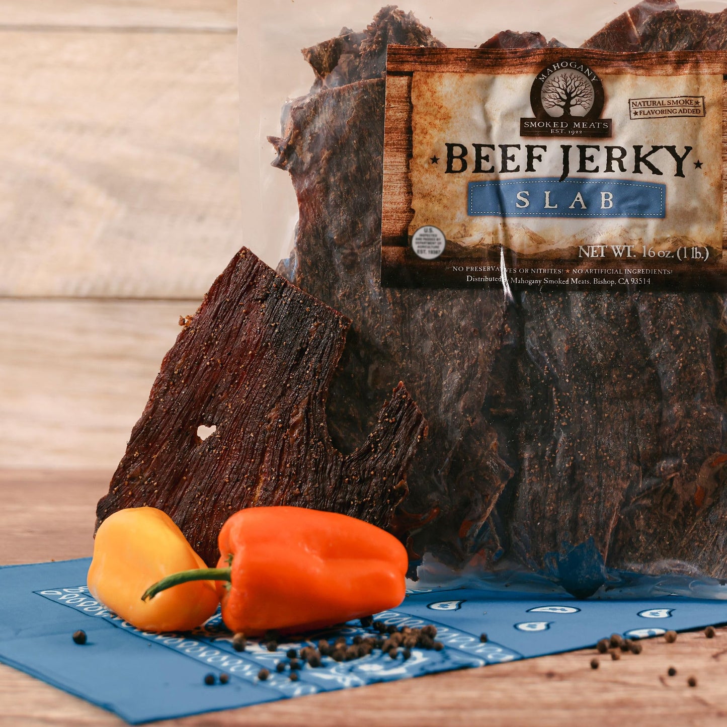Mahogany Smoked Meats Beef Jerky - 16oz Slab, Pack of 1, Delicious Snack