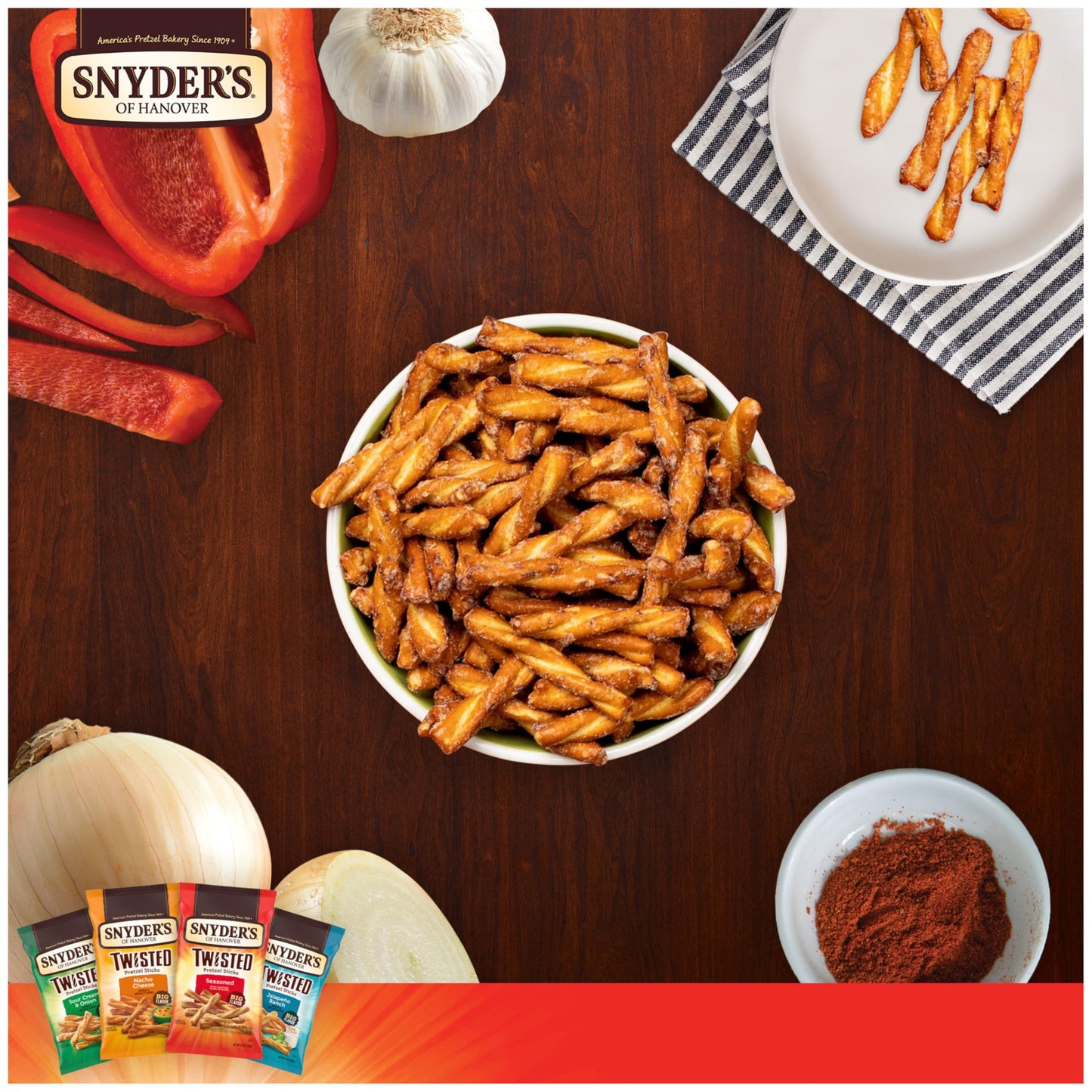Snyders of Hanover, Seasoned Twisted Pretzel Sticks, 12 Oz Bag (Pack of 3)