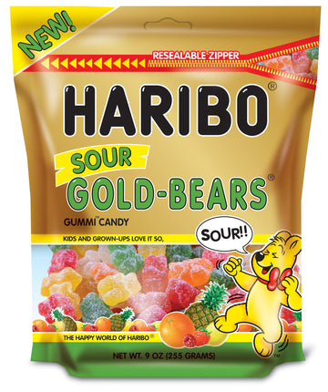 Haribo New Sour Gold-Bears Gummi Candy In A Resealable Pouch (9 Ounces)