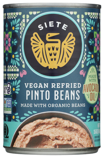 Siete Vegan Refried Pinto Beans | Grain Free | Dairy Free | Gluten Free | Soy Free | Non Gmo | 16Oz Can