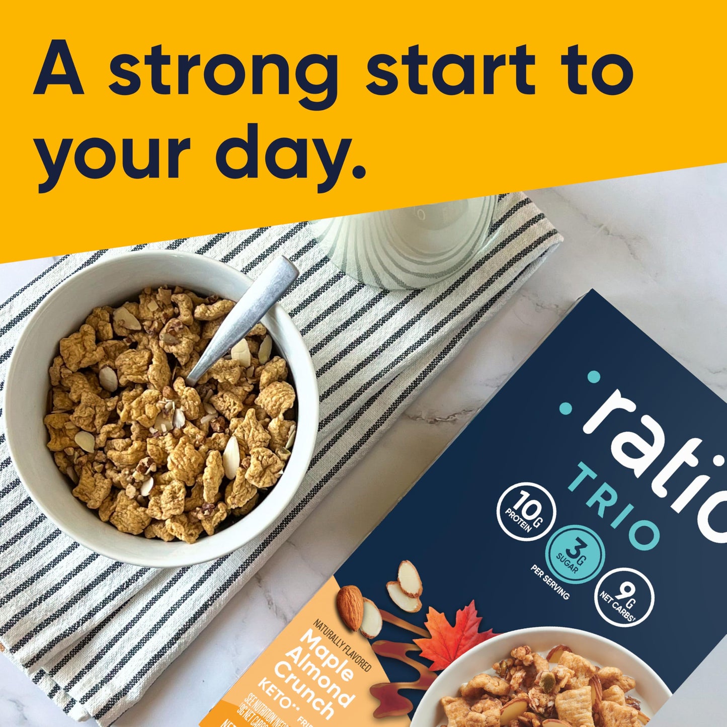 Ratio Maple Almond Crunch Cereal, Keto Friendly, 10g Protein, 10.4 oz