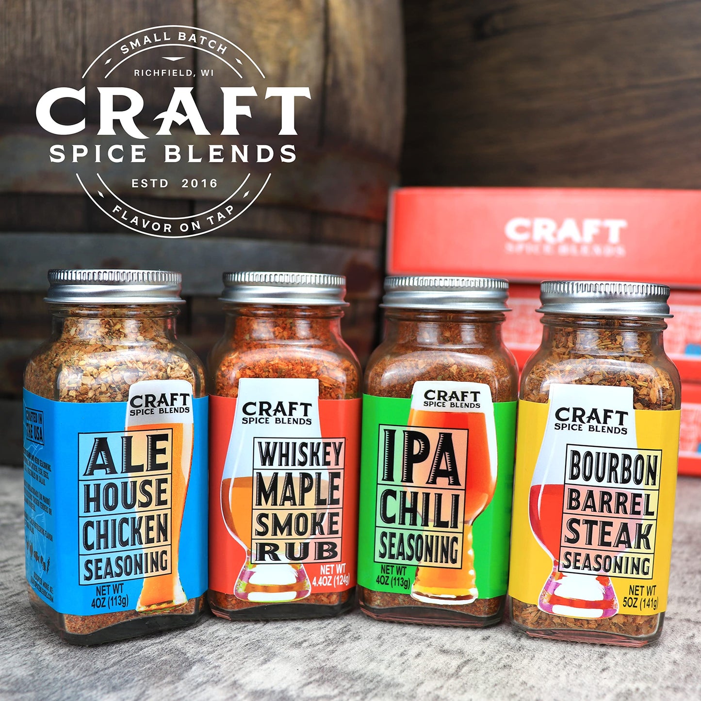 Craft Spice Blends Grilling Seasoning & Rub 4-Pack Gift Set - All Natural, Perfect for BBQ and Grilling, Made in the USA