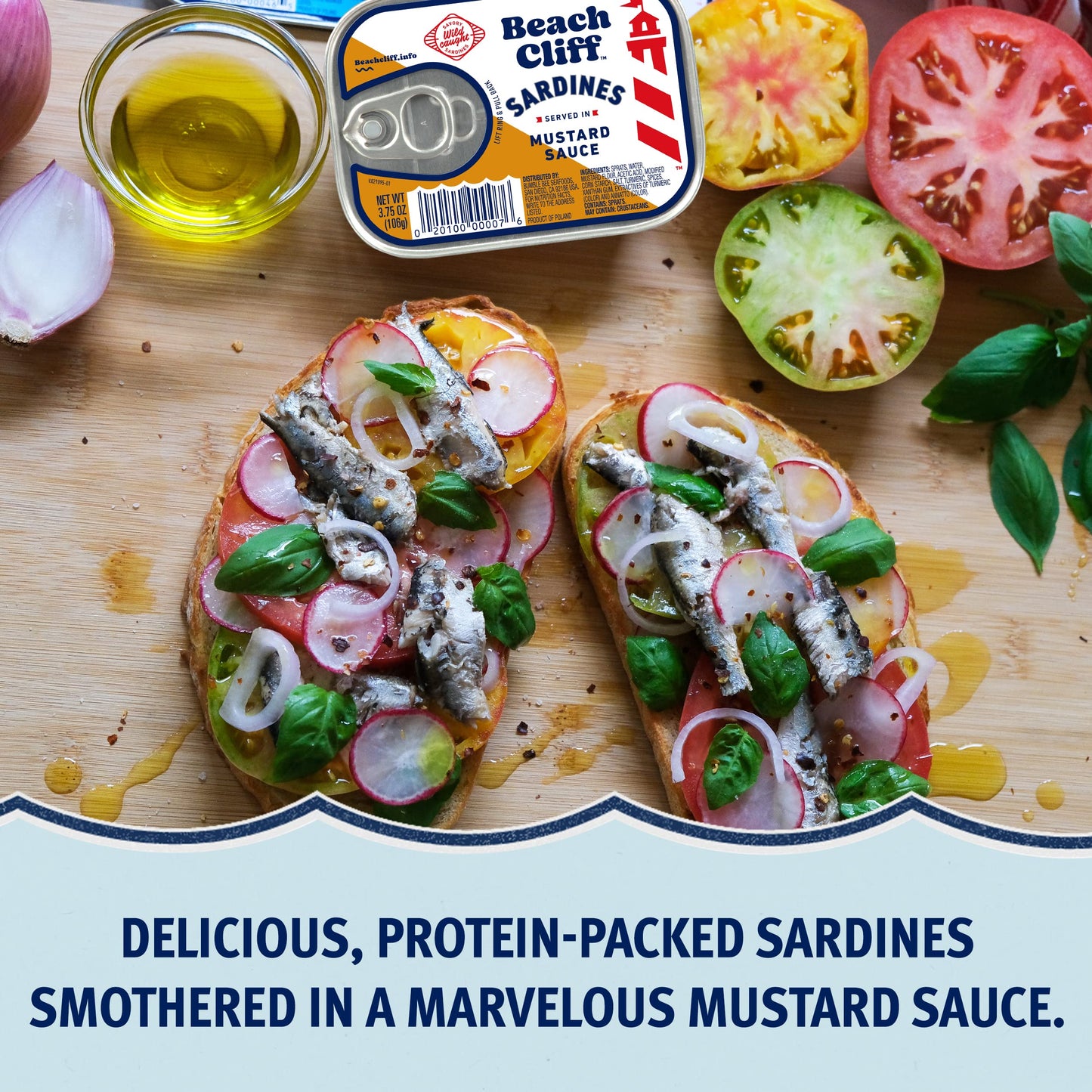 Beach Cliff Wild Caught Sardines In Mustard Sauce, 3.75 Oz Can (Pack Of 12) - 18G Protein Per Serving - Gluten Free, Keto Friend