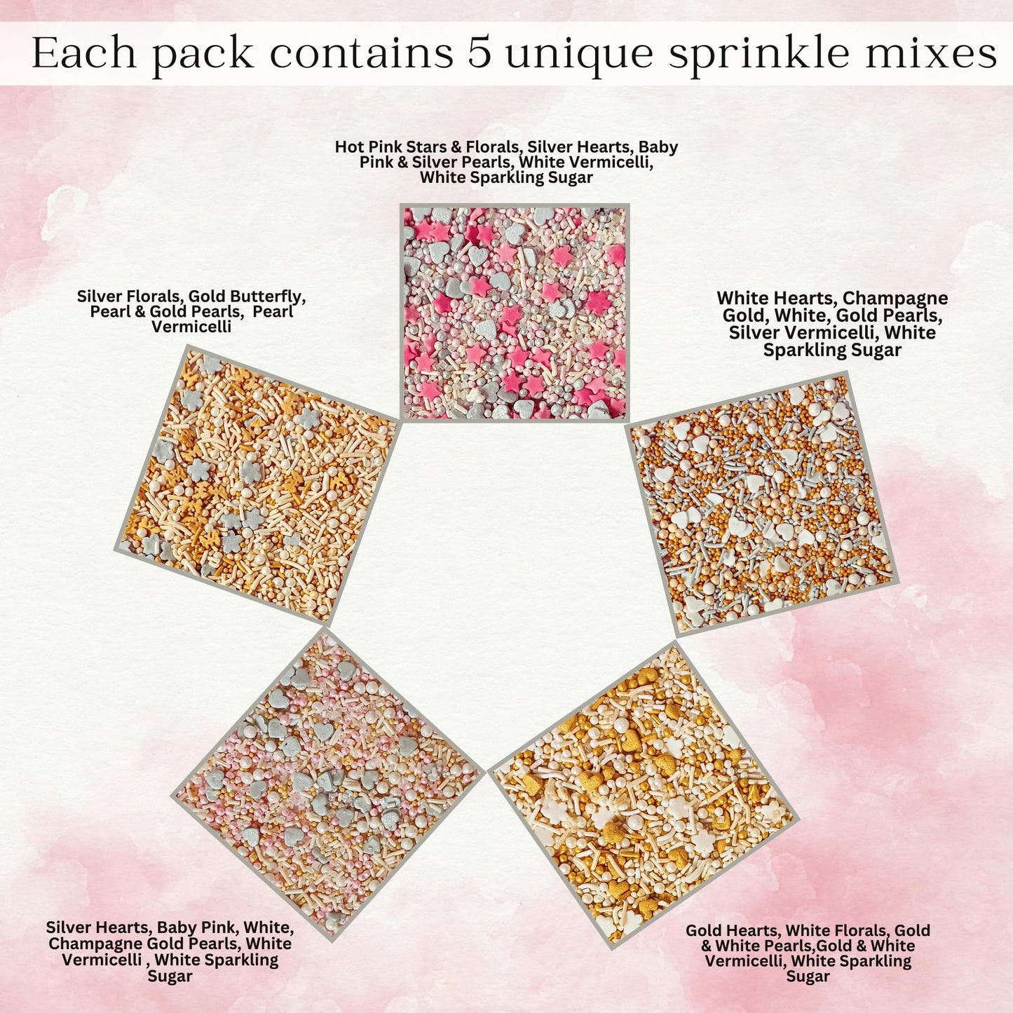Confect Gold, Silver And White Pearl Sprinkles | Sprinkles For Baking, Cookie & Cake Decorative | Valentines Edible Sprinkle Mix