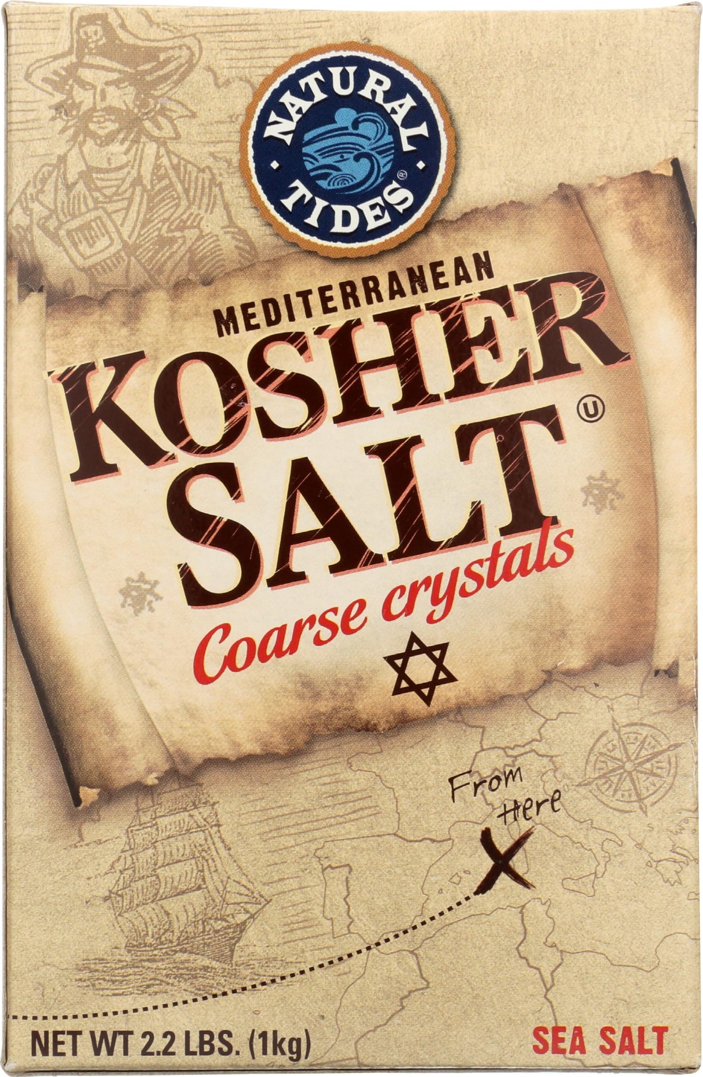 Natural Tides Mediterranean Kosher Salt Coarse Crystals, 2.2 Pound