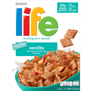 Quaker Life Cereal, Vanilla, 13 oz Box