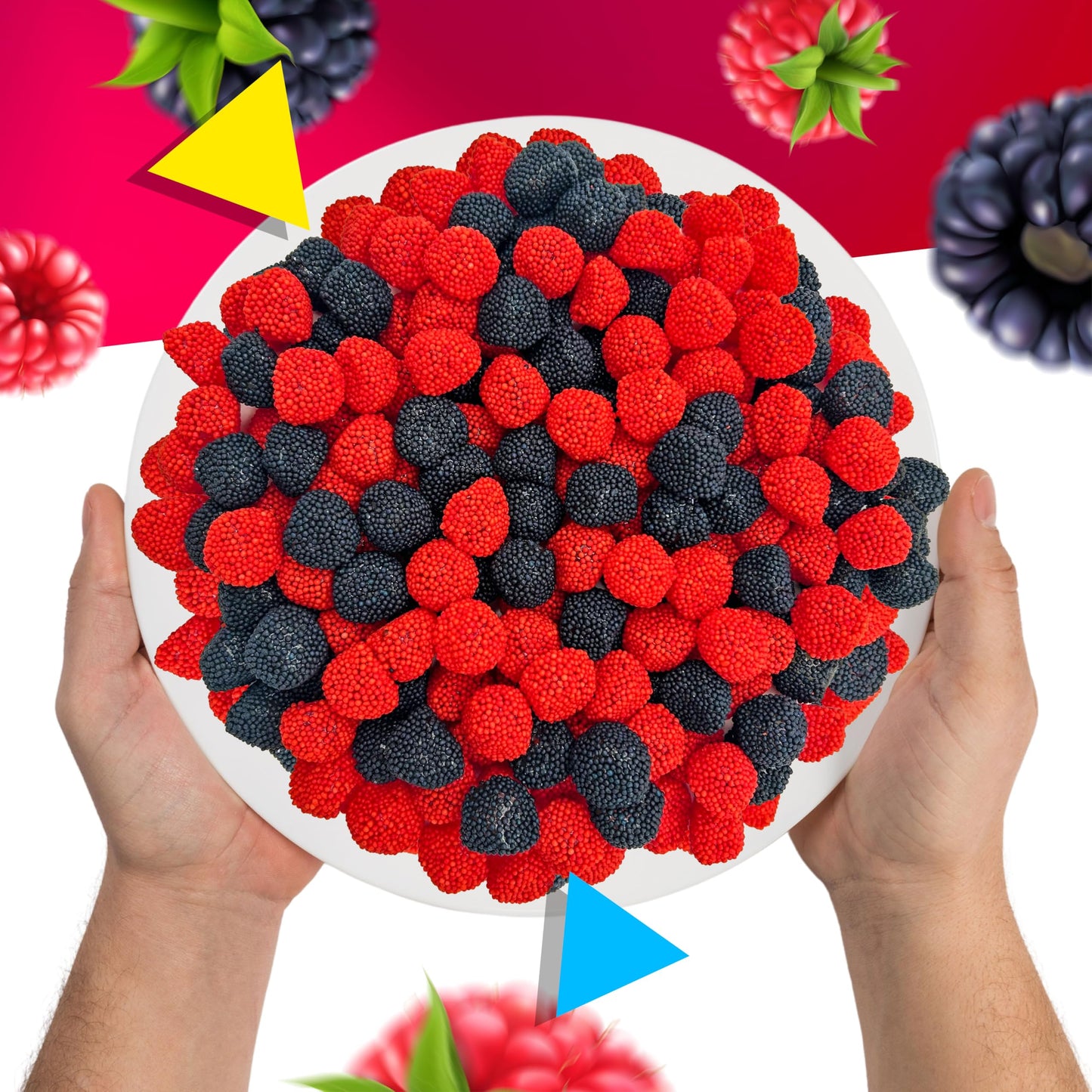 Berries Gummy Candy | 2 Pound Bag | Red And Black Soft Snacks