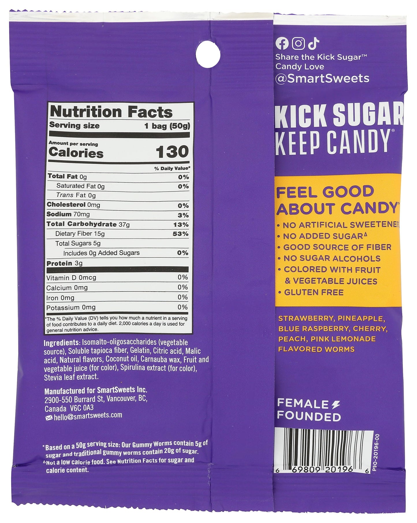 Smartsweets Candy Gummy Worms 1.8 OZ