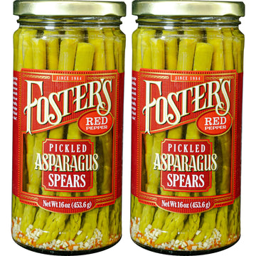 Fosters Hot Pickled Asparagus Spears in a Jar, Spicy Red Pepper, 16oz, 2 Pack, Traditional Pickled Vegetables Recipe over 40 ye