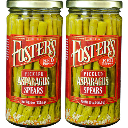 Fosters Hot Pickled Asparagus Spears in a Jar, Spicy Red Pepper, 16oz, 2 Pack, Traditional Pickled Vegetables Recipe over 40 ye
