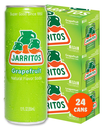 Jarritos - Mexican Soda Soft Drinks  Gfruit (12 oz  355ml) 8 Cans (3 Boxes of 8) - Real Cane Sugar - 0g Fat - Made in Mexico - Natural Flavor Soda Pop - Party & BBQ Beverages