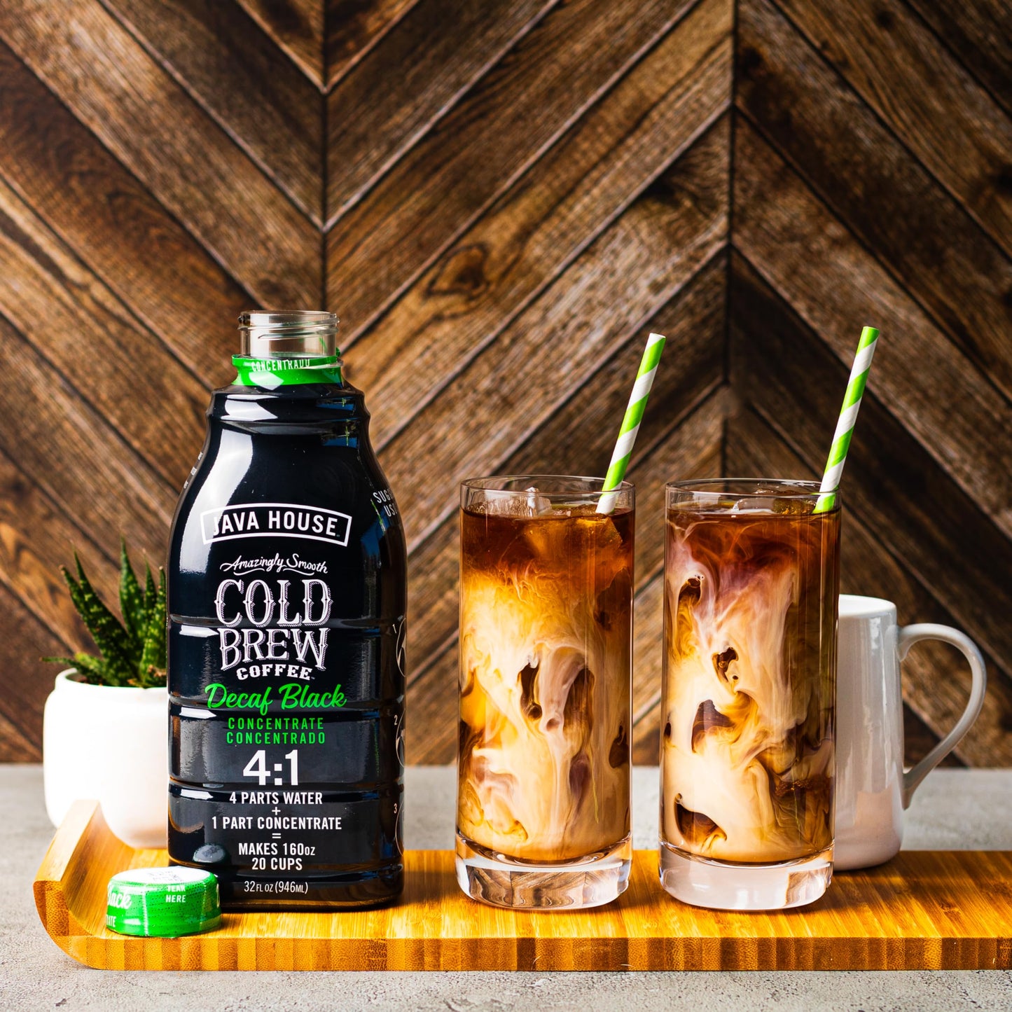 Java House Cold Brew Coffee, Decaf Colombian 4:1 Liquid Concentrate, 32 Ounce Bottle