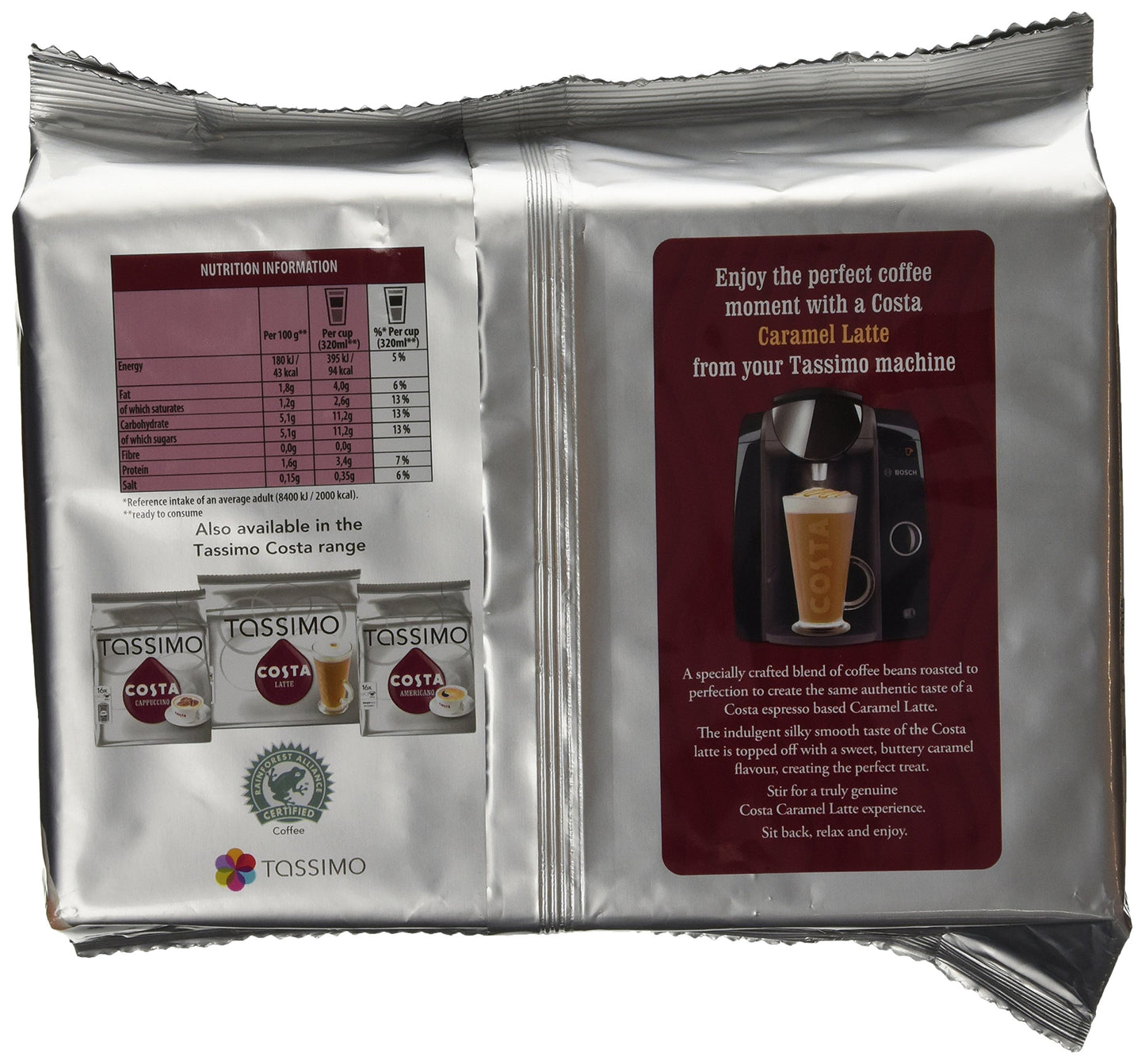 Tassimo Costa Caramel Latte 16 Discs, 8 Servings
