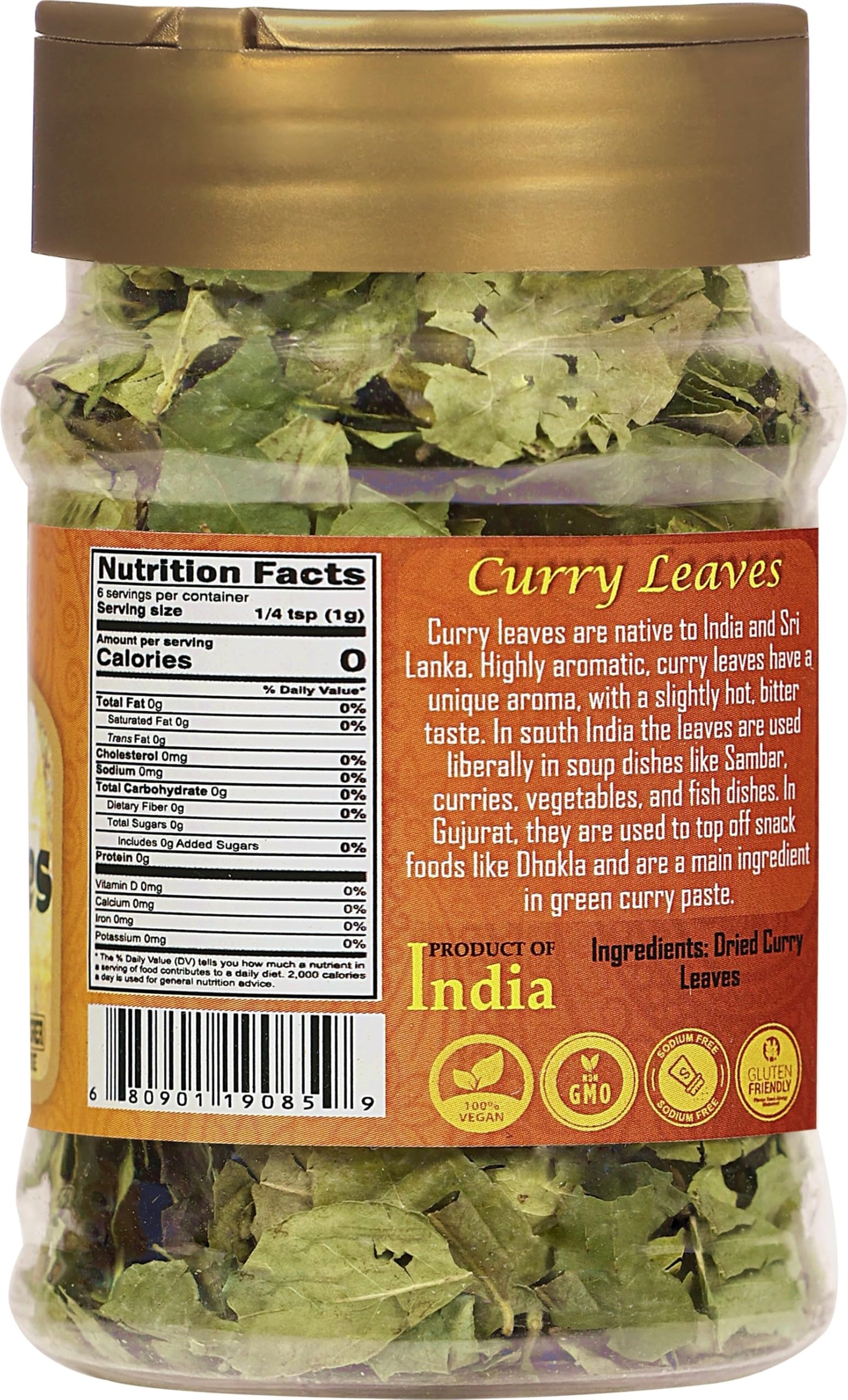 Rani Dried Curry Whole Leaves (Kari Neem Patha) Indian Spice 0.21oz (6g) PET Jar ~ Non-irradiated | All Natural | Vegan | Gluten
