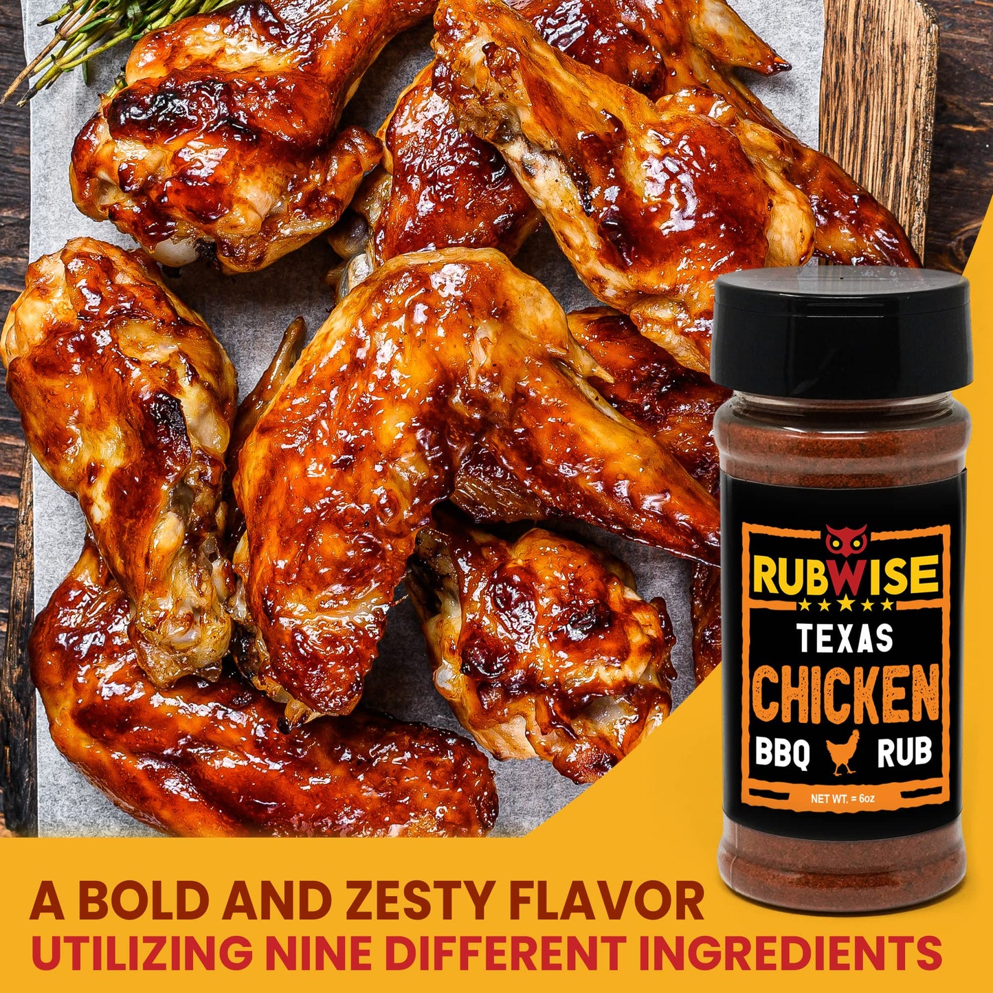 Five Star Seasonings RubWise Texas Style BBQ Chicken Rub - 1lb No MSG - Premium Spices for Poultry, Turkey, Duck, and Seafood