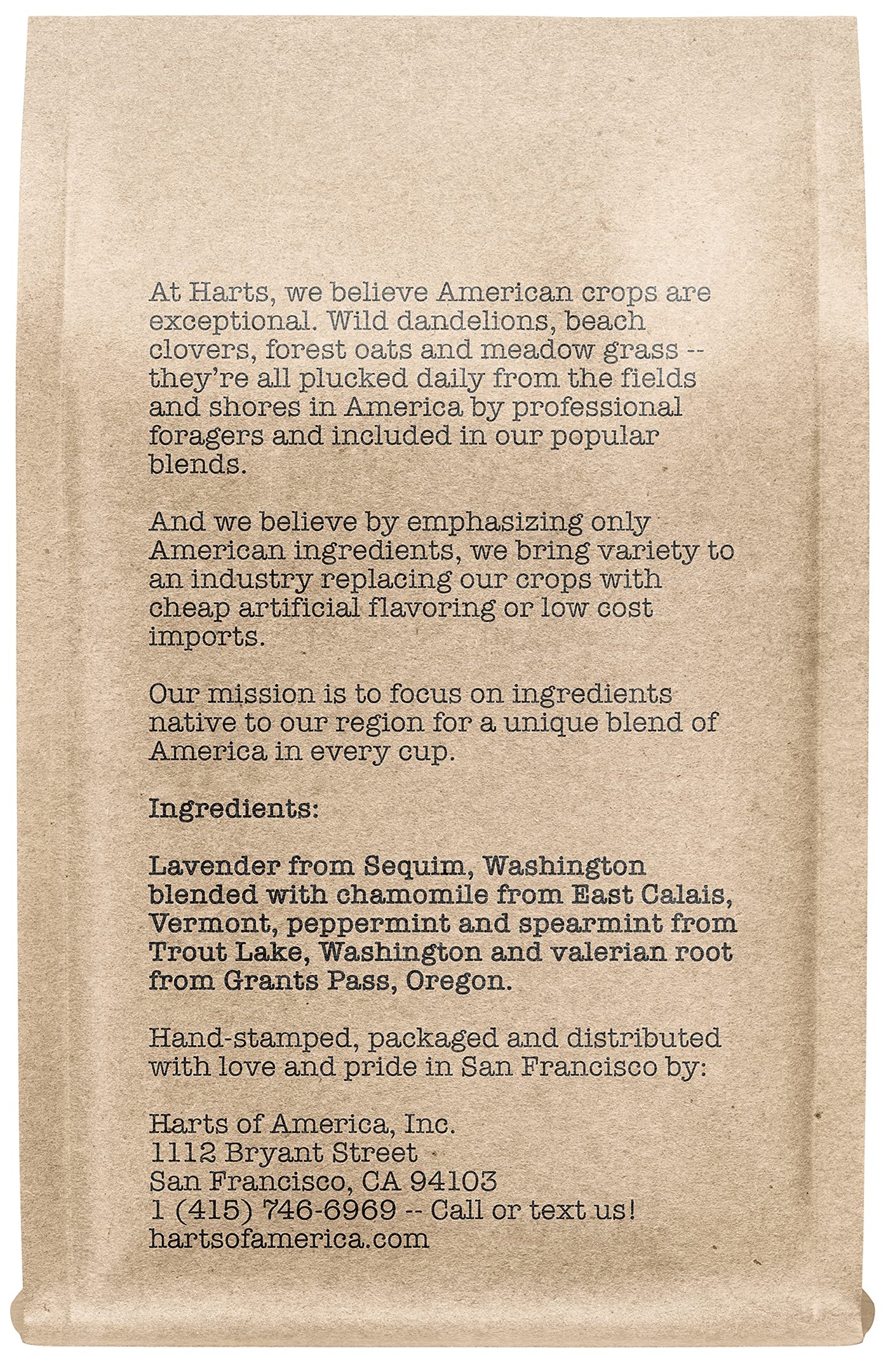 Harts of America Lavender Chamomile Mint Sleepynight Tea, Caffeine Free, Loose Leaf, 5 Ounce Eco-Conscious Pouch