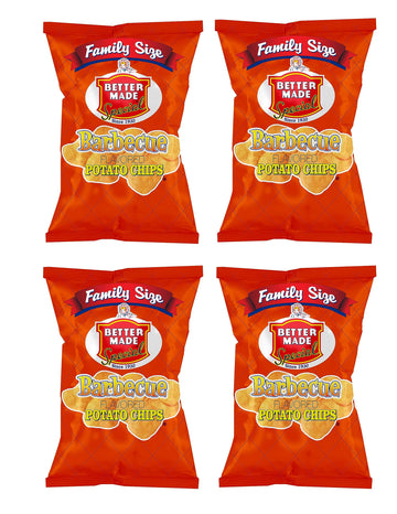 Better Made Bbq Potato Chips - Four (4) Pack - 8.5-9 Oz Family Size Bags - Crispy, Crunchy, Salty Snacks Made From Fresh Potatoes - Gluten Free - Family Owned And Operated
