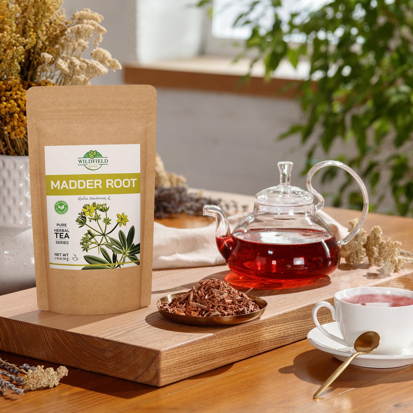 1.8 Oz. Dried Madder Root Herb Tea (Rubia Tinctorum) Dried Cut Madder Roots Herbal Tea - 50G