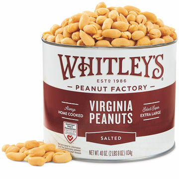 Whitleys Salted Virginia Peanuts - Super Extra Large Home Cooked Virginia Peanuts (40 Ounce Tin)