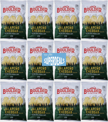 Boulder Canyon | Jalapeno Cheddar | Kettle Style Potato Chips| 1.5 Ounce | Pack of 12 Bundled by SUPERDEALS with Mystery Bonus G