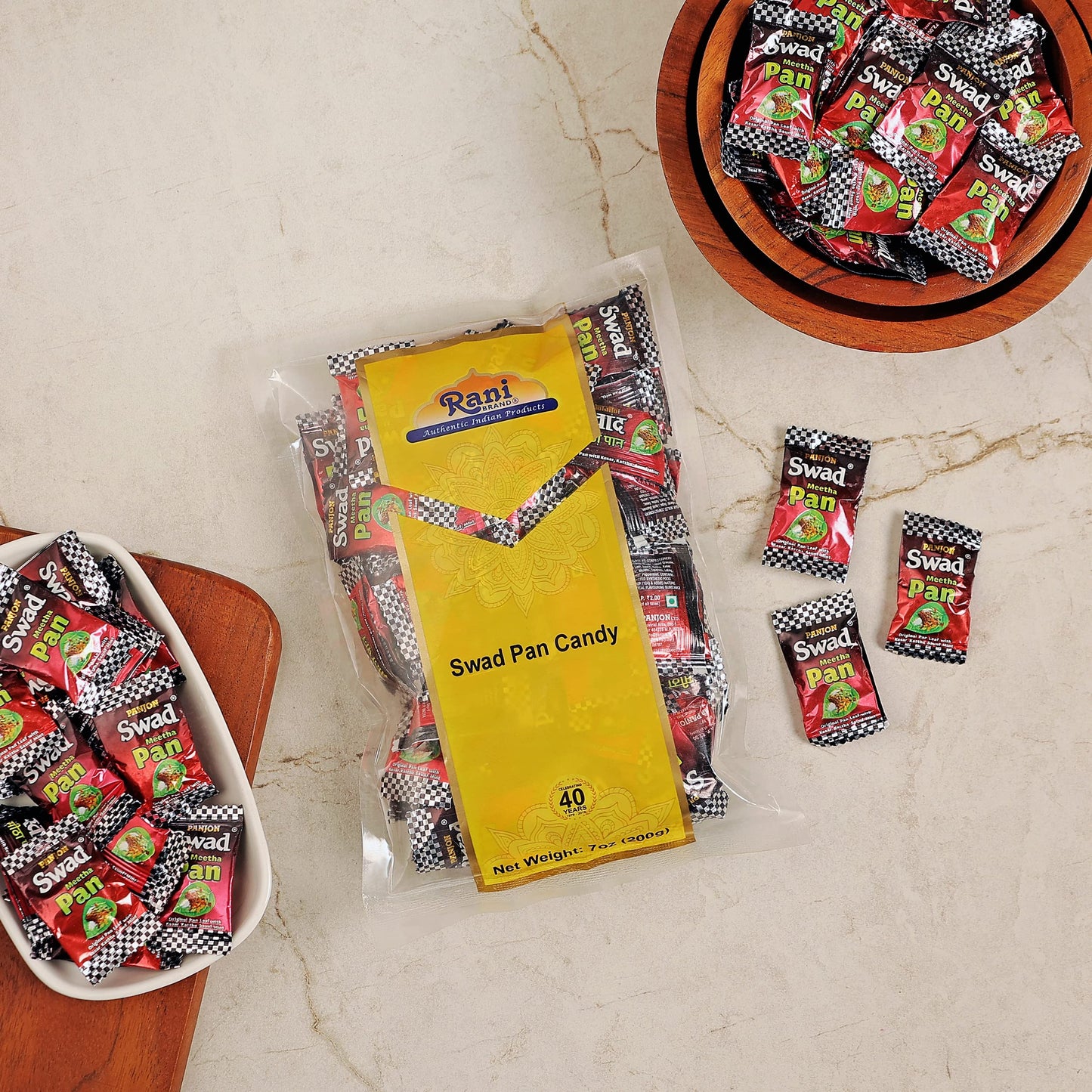 Rani Brand Pan Candy - Vegan, Gluten Friendly, Non-GMO, 7oz (200g) Individually Wrapped Indian
