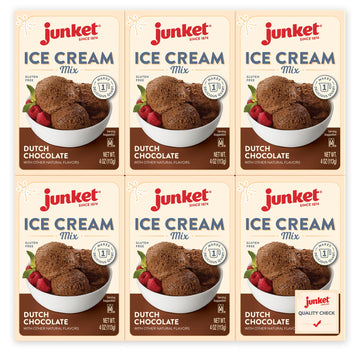 Junket Chocolate Ice Cream Mix, 4 oz Box (Pack of 6) - Makes 6 Quarts of Homemade Ice Cream, Just Add Milk and Cream