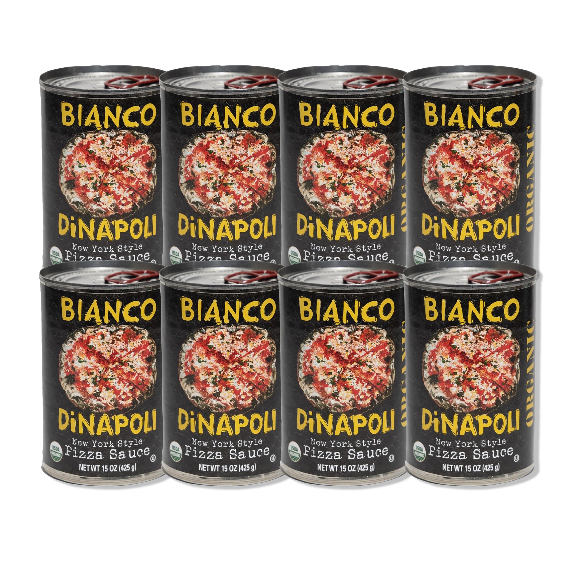 Bianco DiNapoli Organic NY Style Pizza Sauce  15 Oz (Pack of 8)  Vine Ripened California Grown Tomatoes  with Garlic  Spices  & Extra Virgin Olive Oil  Perfect for Homemade Pizza