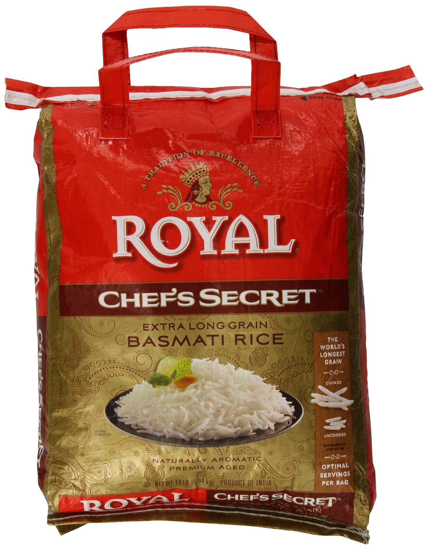Royal Chef'S Secret Extra Long Grain Basmati Rice, 10 Pound, White