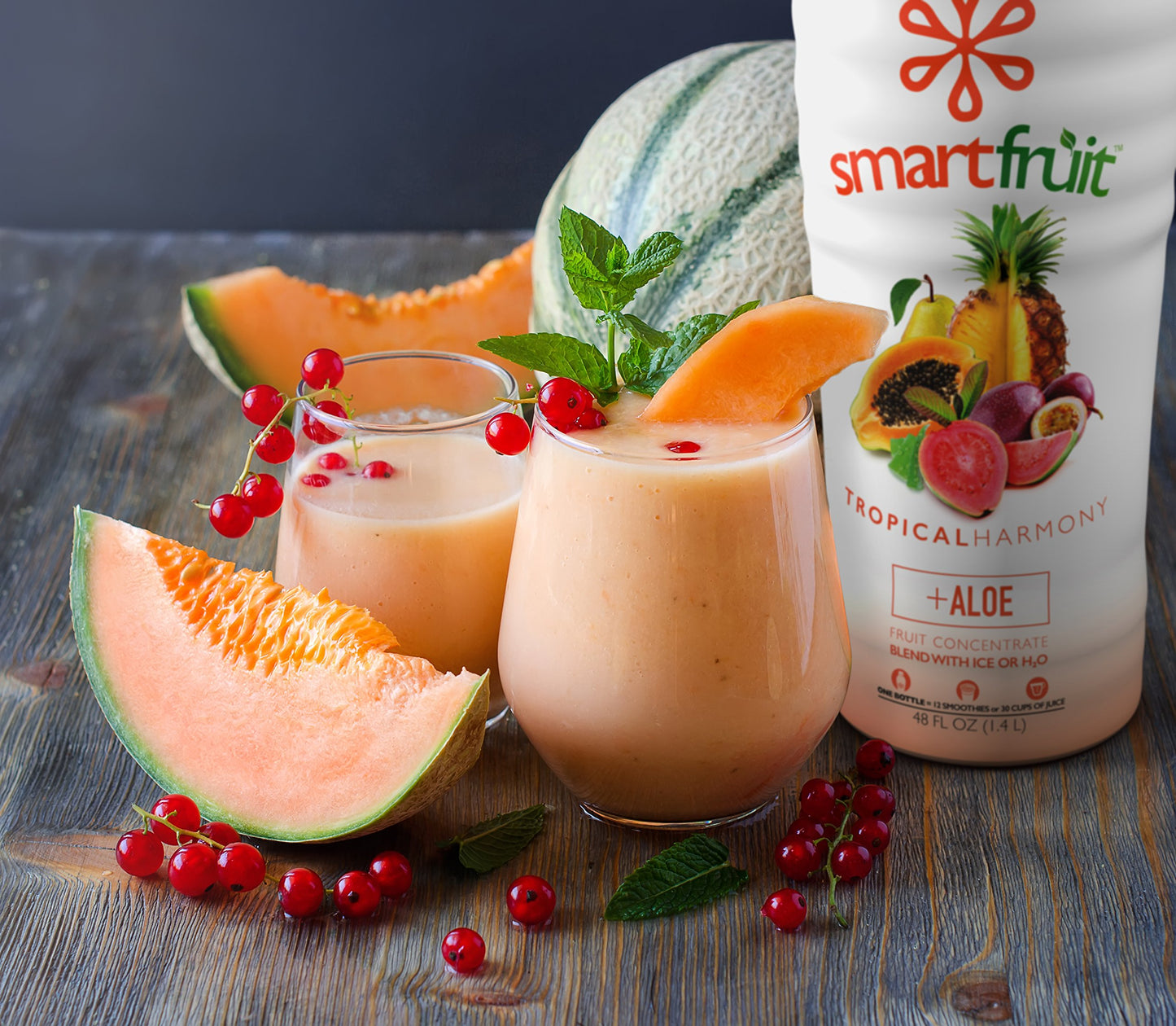Smartfruit Tropical Harmony + Aloe, 100% Real Fruit Pur  e, Non-GMO, No Additives, Vegan - 48 Fl. Oz - 2 Pack