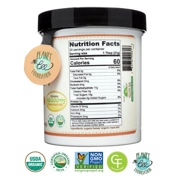 Greenbow Organic Honey W/Fresh Royal Jelly - 100% Usda Certified Organic, Non-Gmo, Gluten Free - Whole Food Organic Royal Jelly