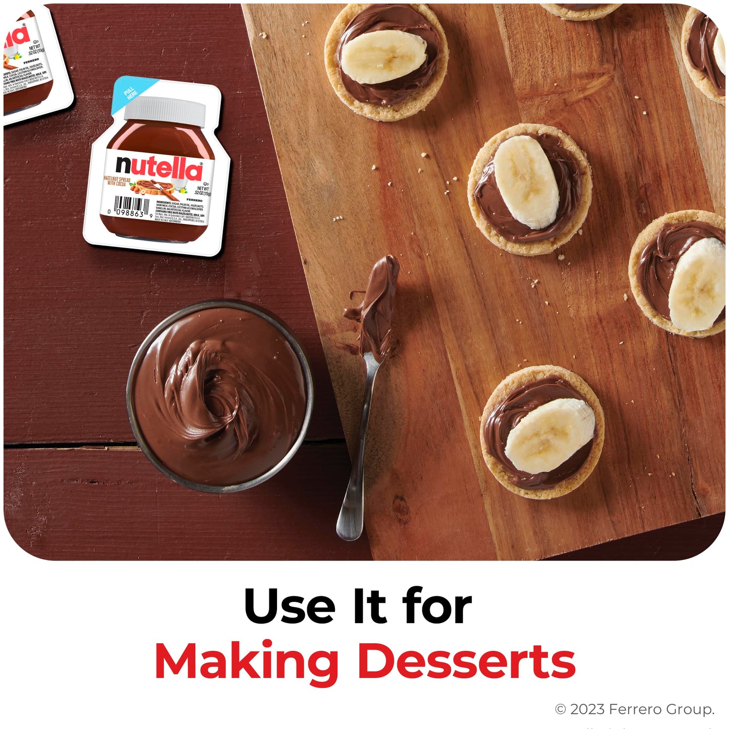 Nutella Hazelnut Spread Single Serve Mini Cups, 120 Packs, Baking Supplies, Great For Restaurants And Bakeries, 62.4 Oz Total