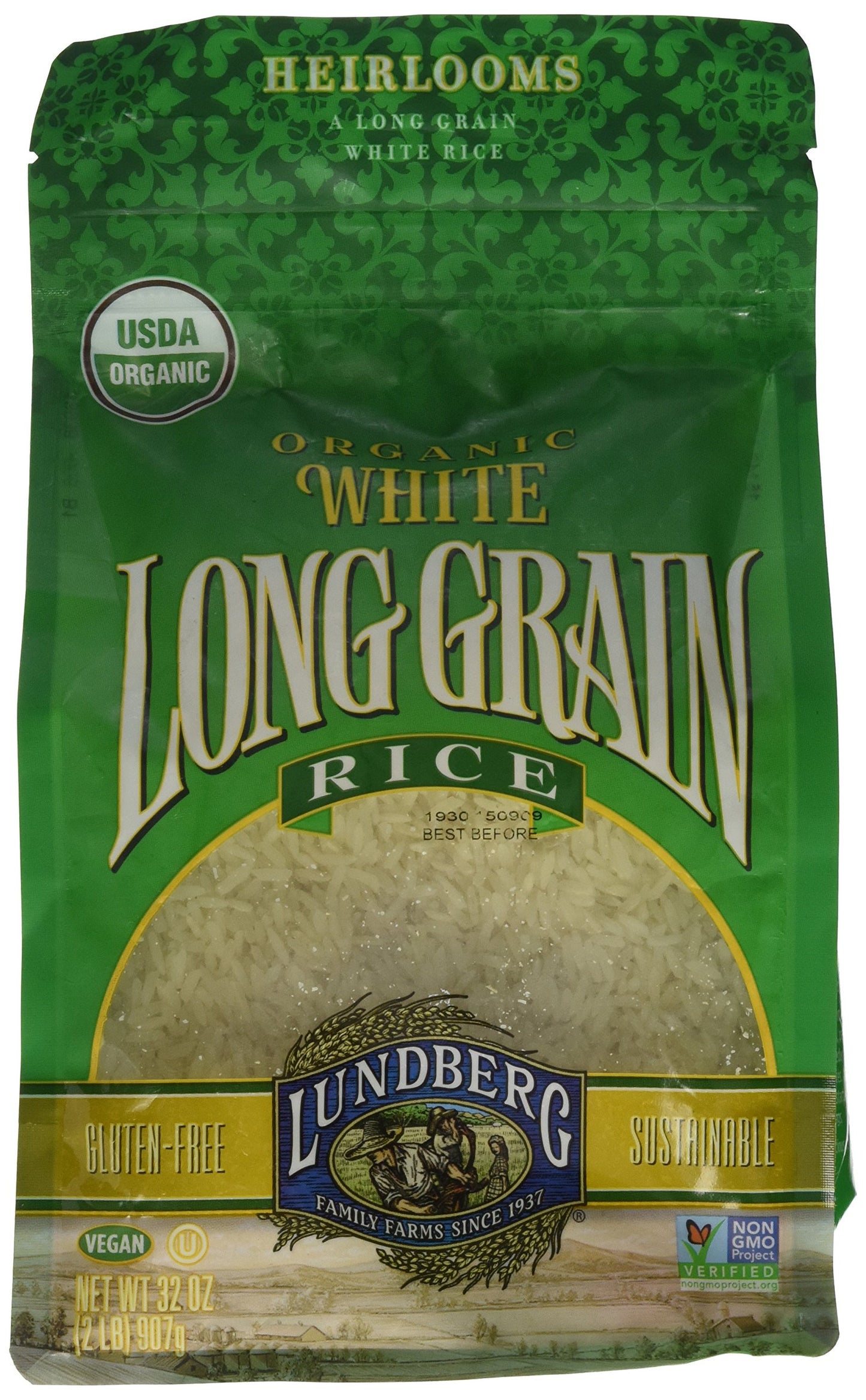 Lundberg Organic White Long Grain Rice, 32 oz (907 g)