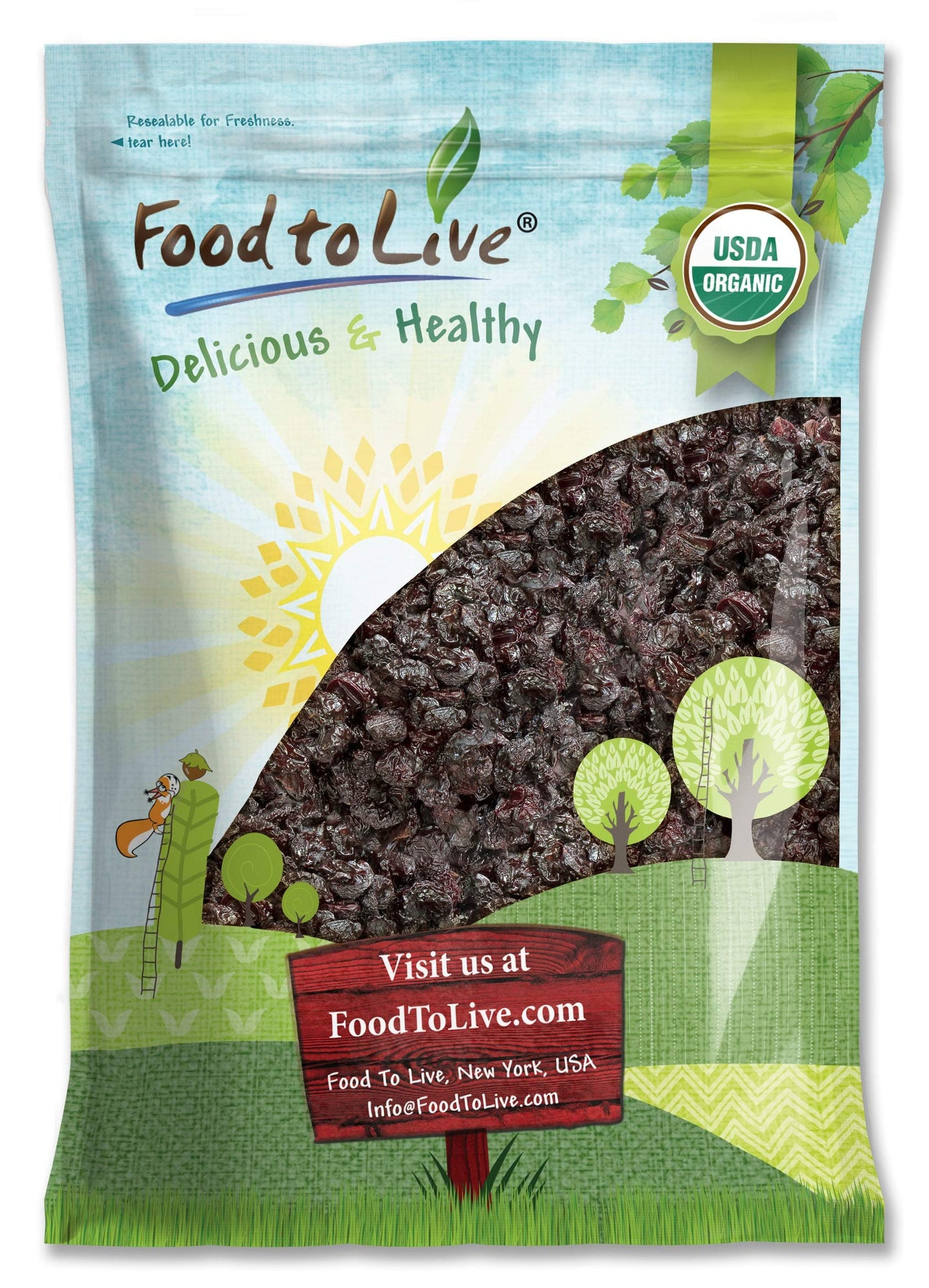 Food to Live Organic Dried Unsweetened Sour Cherries, 8 Pounds - Pitted Cherry Fruit, Non-GMO, Raw, Sun-Dried, Unsweetened, Unsu