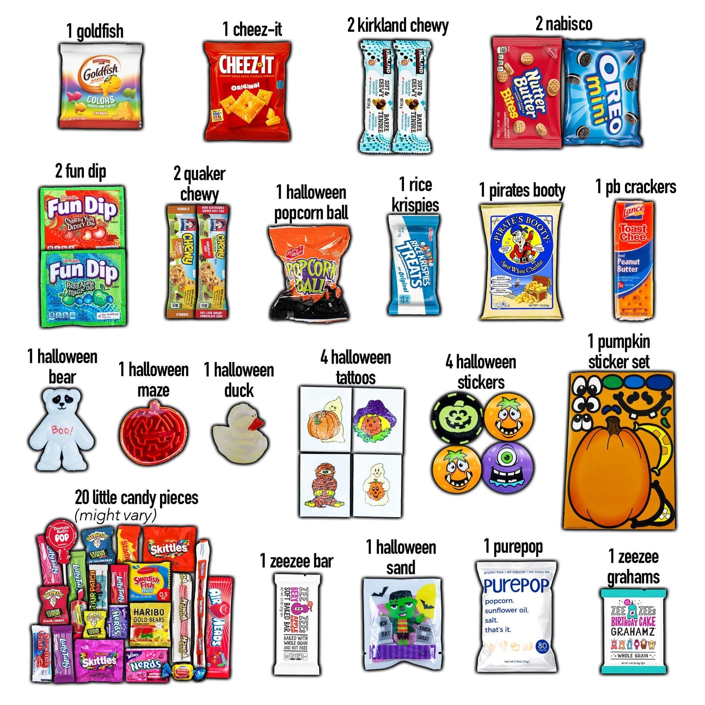 Halloween Candy Pumpkin Bucket Gift (50Ct) Snacks Box Basket Candies Kids Children Mature-Themeds Cookies Food Variety Pack Bundle Mixed Bulk Sampler Girls Boys Guys Men Women Boyfriend Girlfriend College Student