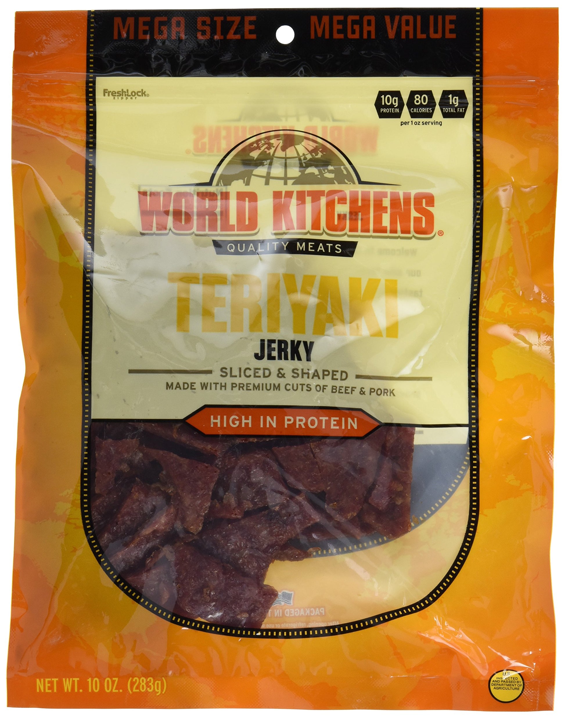 World Kitchens Jerky, Teriyaki Flavor, 10 Ounce, Pack of 1