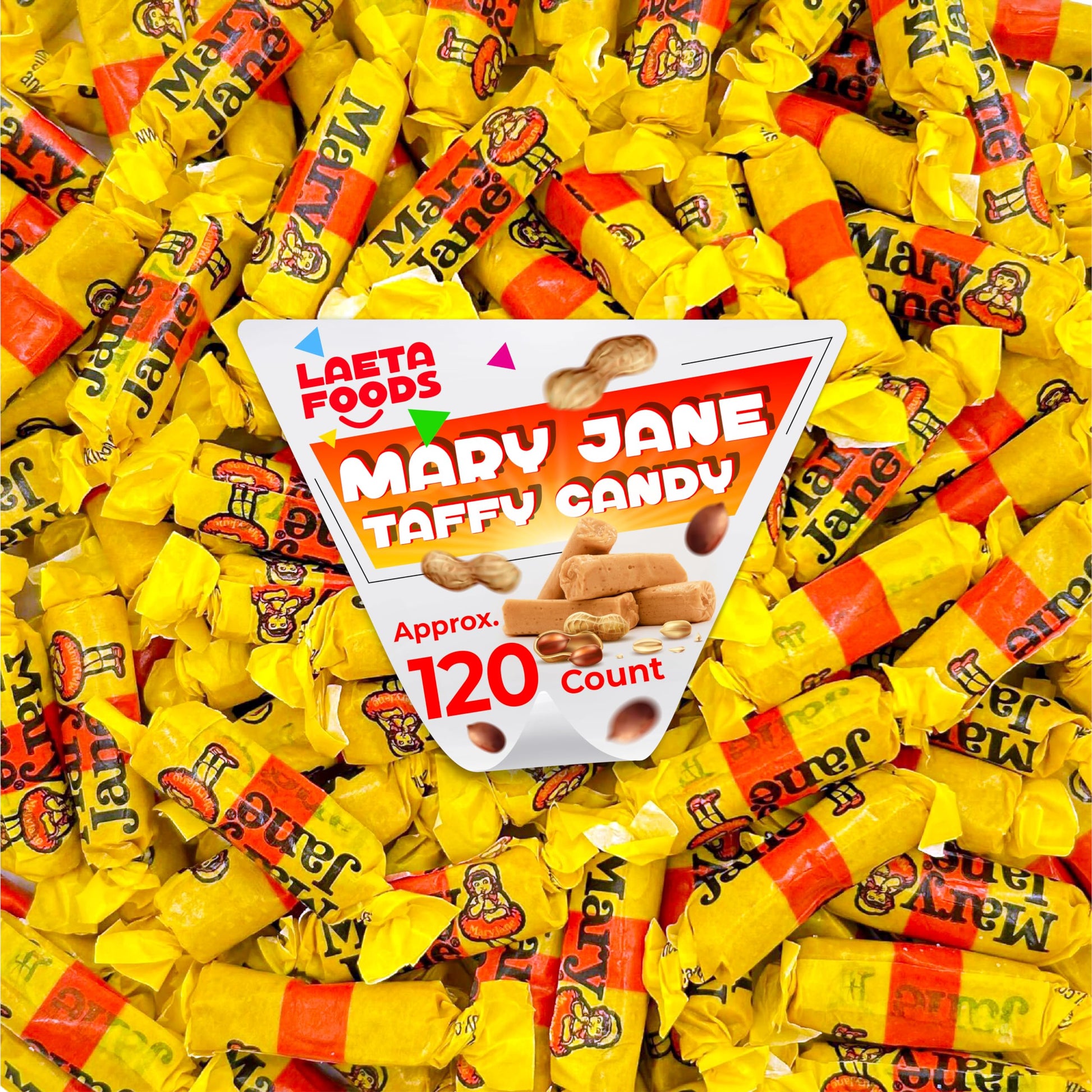 Mary Jane Candy | 1 Pound Bag | Peanut Butter Flavored Taffies - Approx. 120 Count