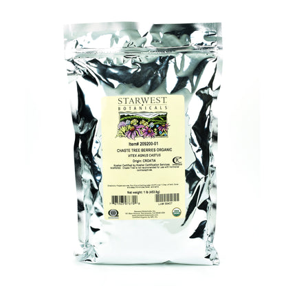 Starwest Botanicals Organic Chaste Tree Berries Whole, 1 Lb