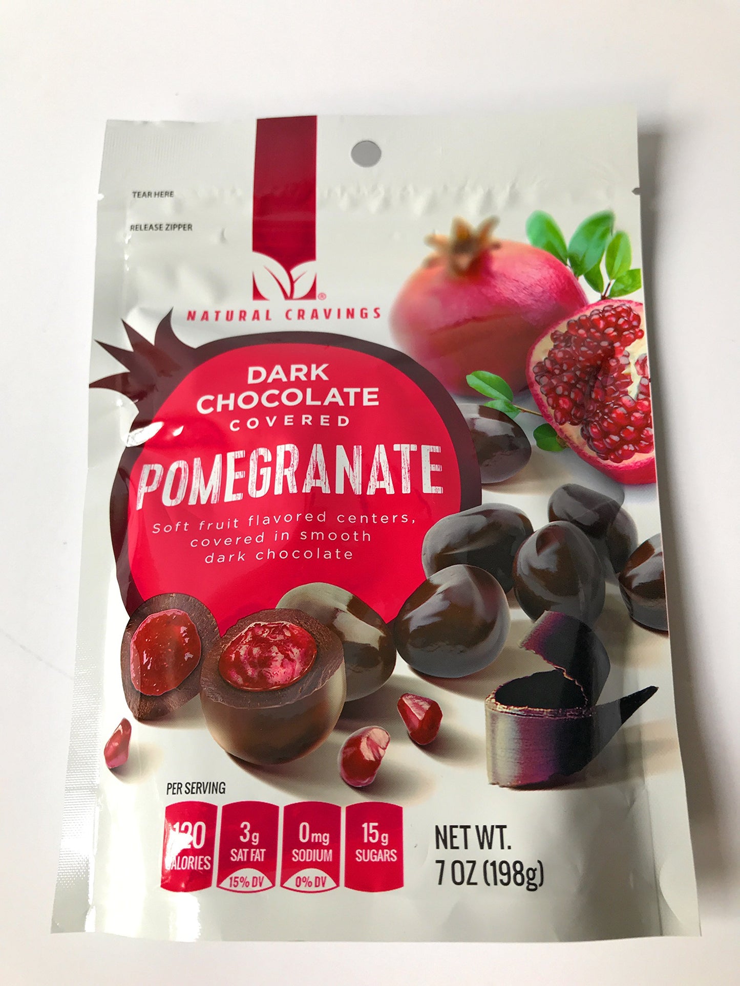 Natural Cravings Chocolate Covered Pomegranates - One 7 Ounce Package Of Dark Chocolate Covered Pomegranates - Delicious!