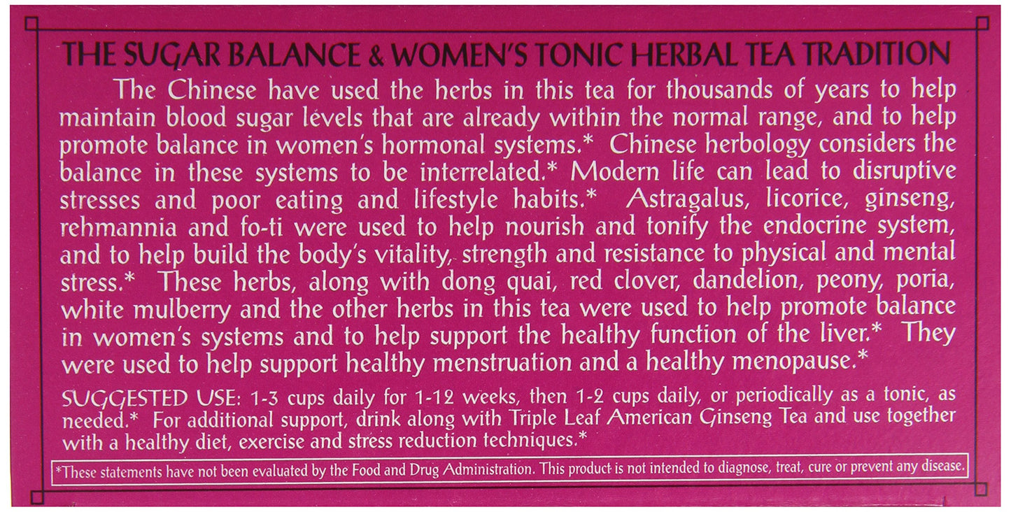 Triple Leaf Tea Sugar Balance, 20 Tea Bags, Pack of 6, Model 764225