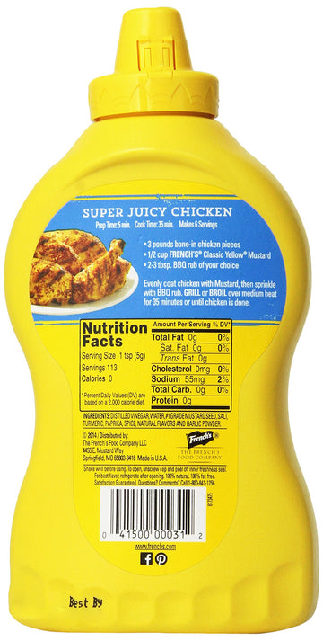 French'S Classic Yellow Mustard Family Size 20 Oz (Pack Of 3)