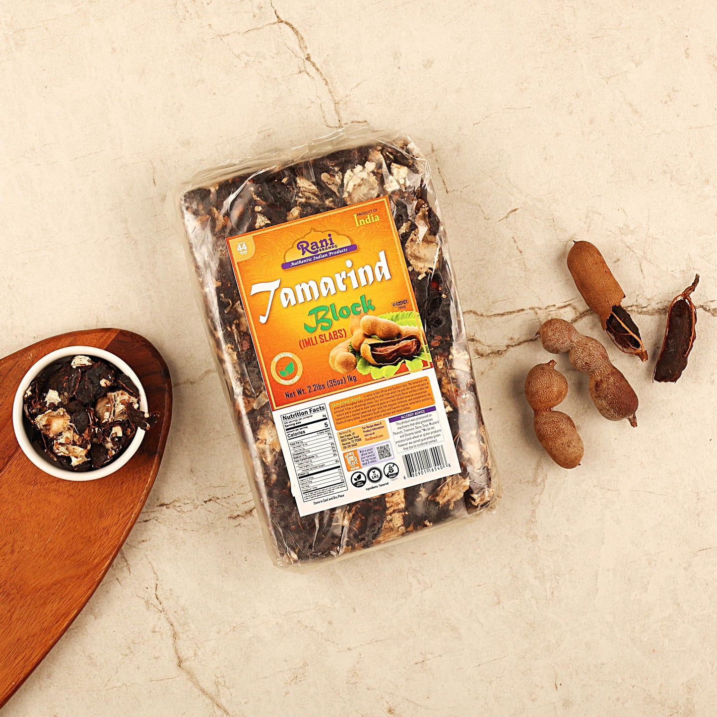 Rani Tamarind Block (Imli Slab) 35Oz (2.2Lbs) 1Kg ~ All Natural | No Added Sugar | Vegan | Gluten Friendly | Non-Gmo | Kosher | Indian Origin
