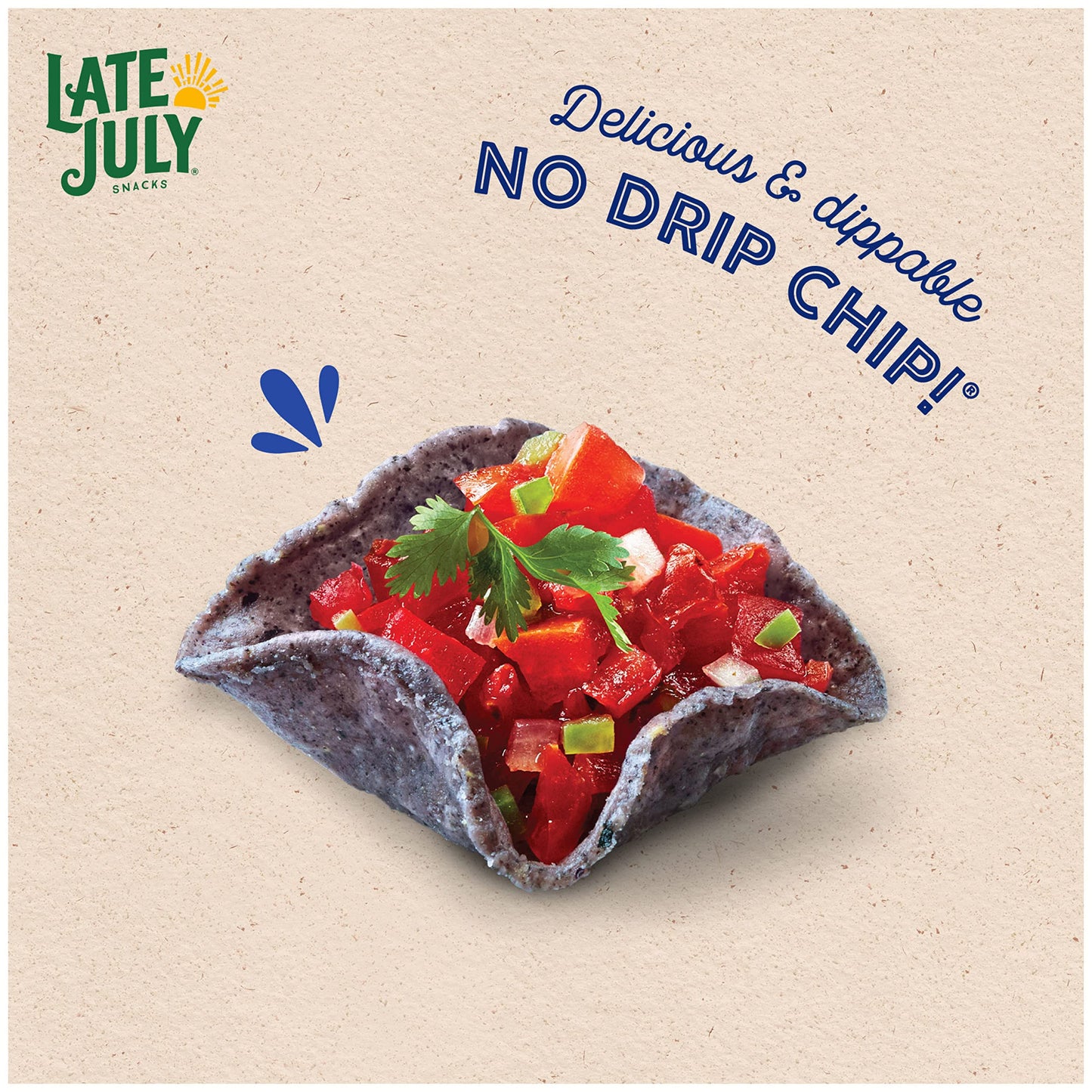 Late July Snacks, Dippers, Organic Blue Corn Tortilla Chips, 7.4-Oz. Bag (Pack Of 9)