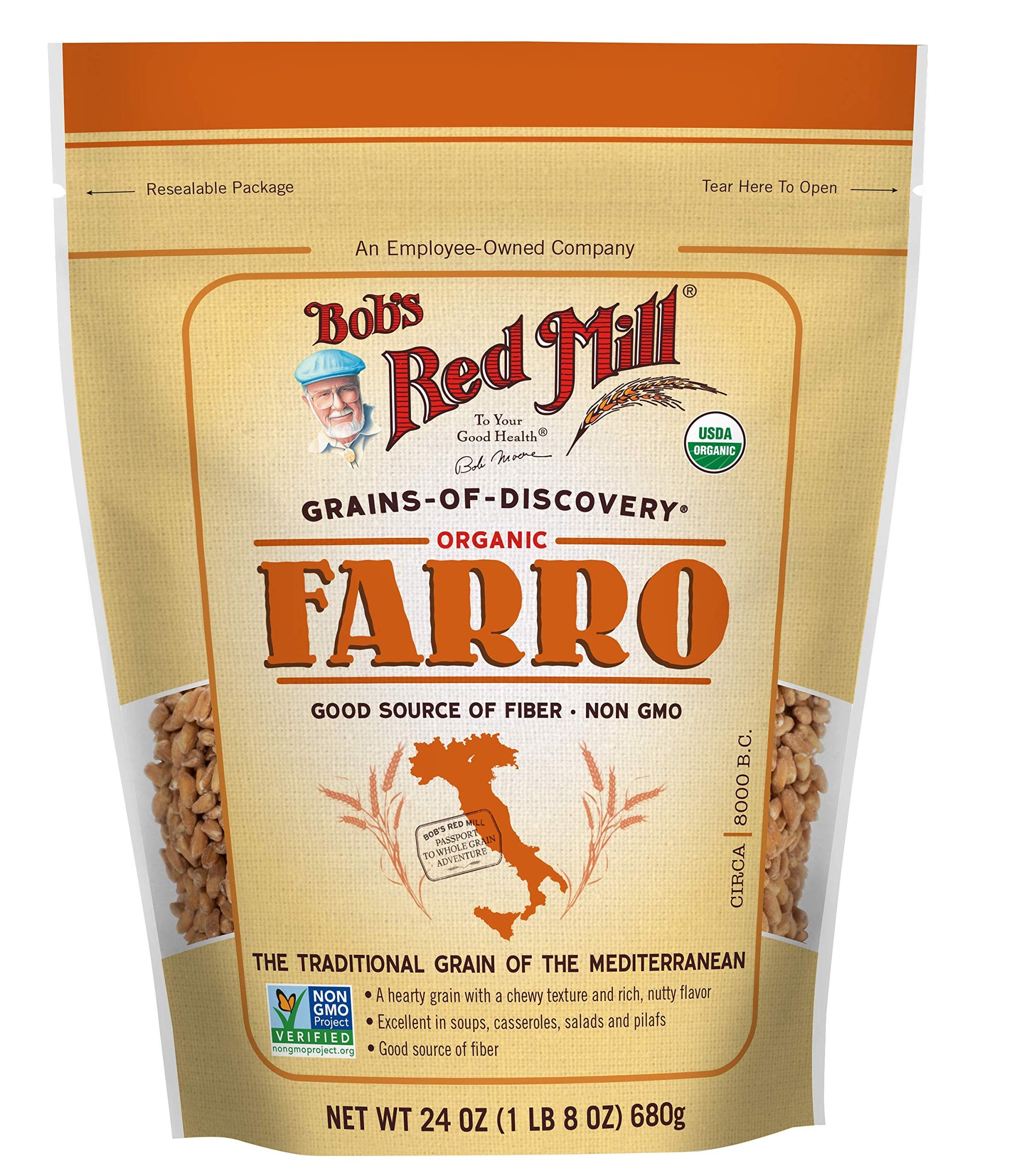 Bobs Red Mill Organic Farro Grain, 24 Ounce Pack of 4, Whole Grain, High Fiber