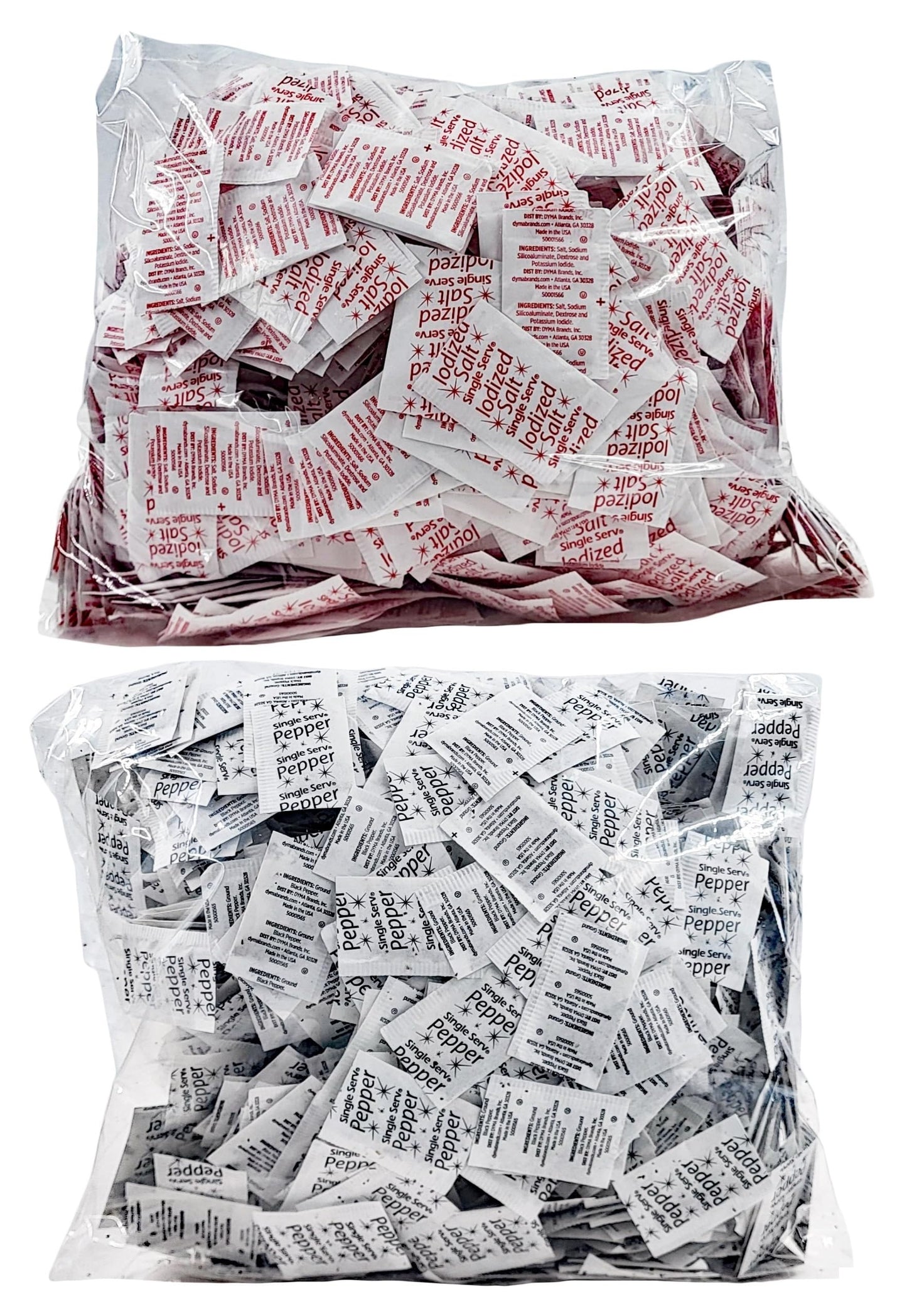 Gourmet Ground Black Pepper and Iodized Salt | Single Serve Packets 1000 Each - 2000 Total