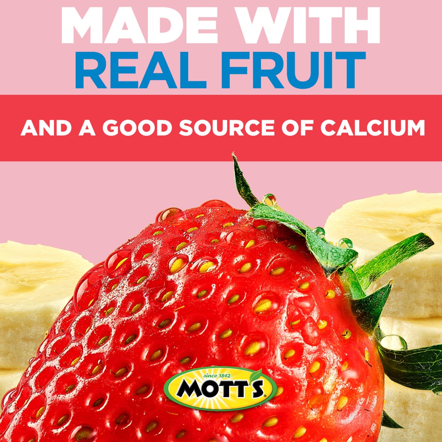 Motts Fruit Smoothies Strawberry Banana, 4.2 oz clear pouches, 8 Pack, Non-dairy, Made With Oatmilk, Made With Real Fruit, Good