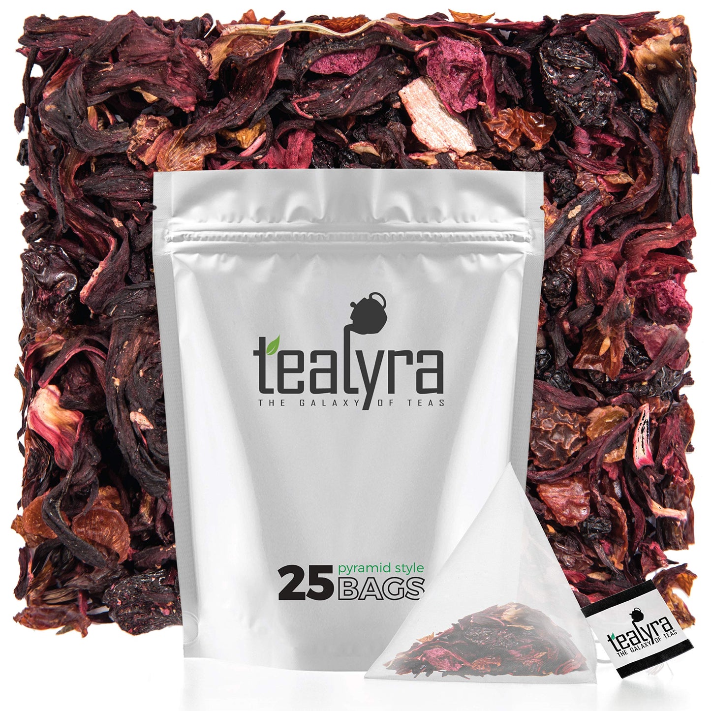 Tealyra Fruity Herbal Tea - Caffeine-Free, Vitamin Rich - 25 Bags, Pyramids Style Sachets