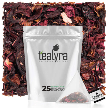 Tealyra Fruity Herbal Tea - Caffeine-Free, Vitamin Rich - 25 Bags, Pyramids Style Sachets