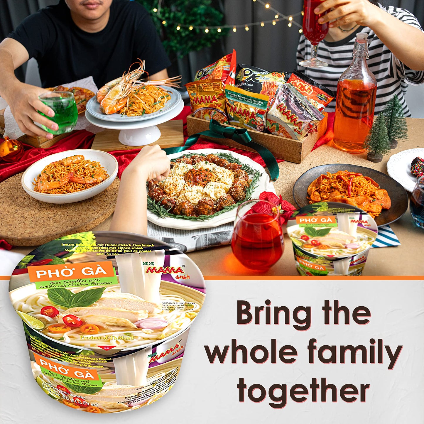 Mama Pho Ga Instant Chicken Soup Bowl Noodle In Vietnamese Style, Silky-Smooth, Chewy Rice Noodles With Piping Hot Aromatic Soup